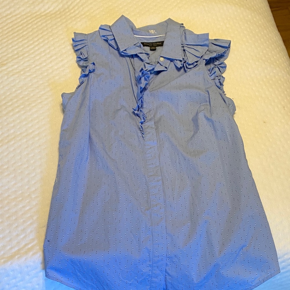 Banana Republic Light Blue Ruffled Blouse